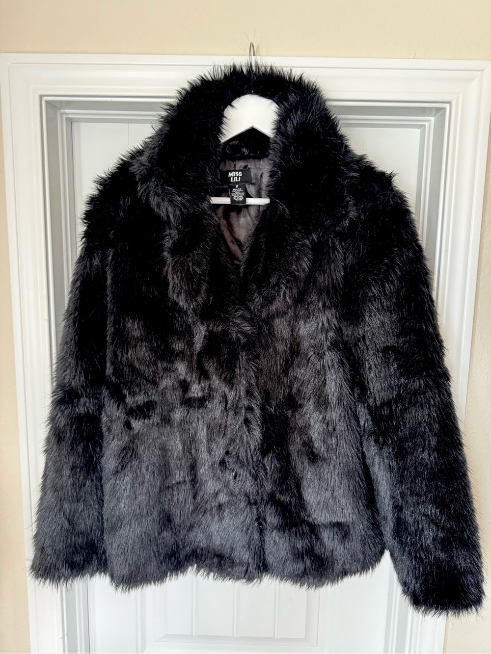 Miss Lili Black Faux Fur Teddy Jacket